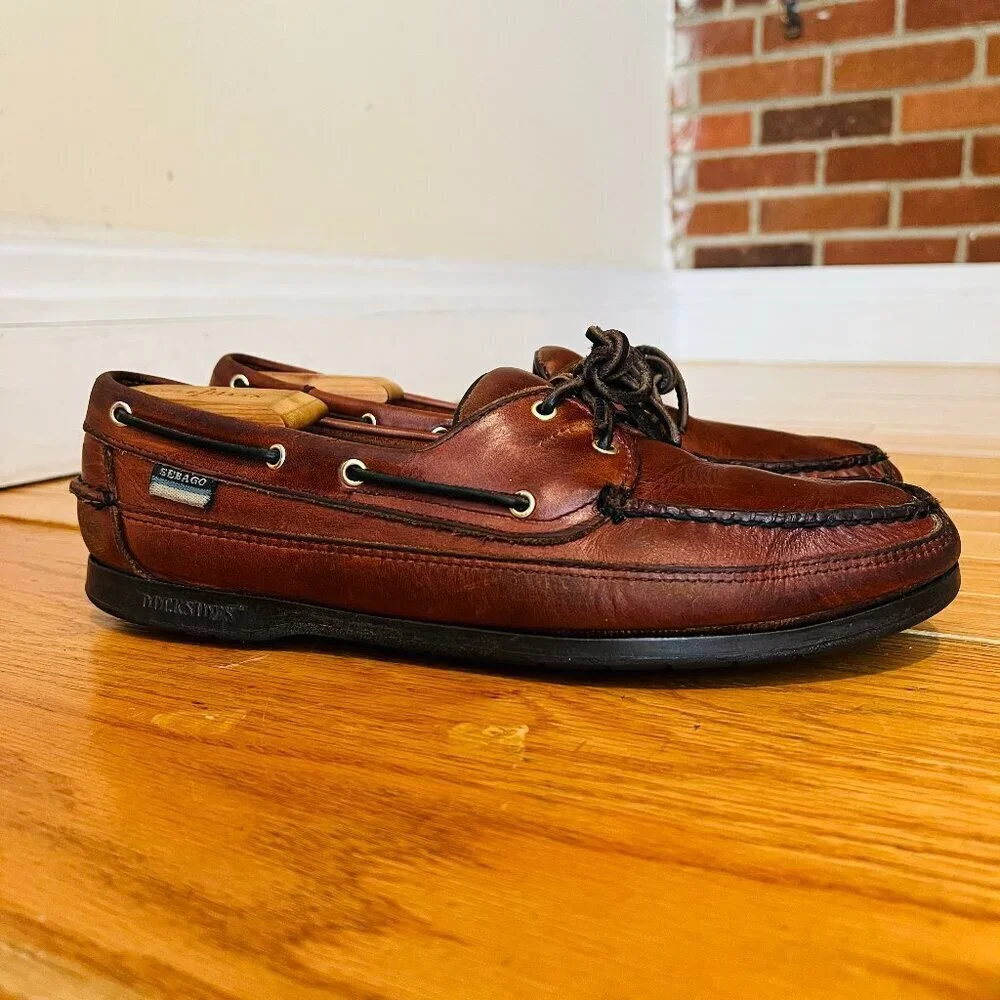 Sebago Brown Leather Boat Deck Shoes Mens US 10